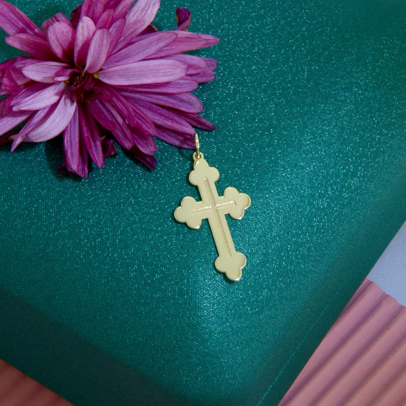 Pandantiv Aur Galben 14k Cruce Ortodoxa - Credinta si Protectie