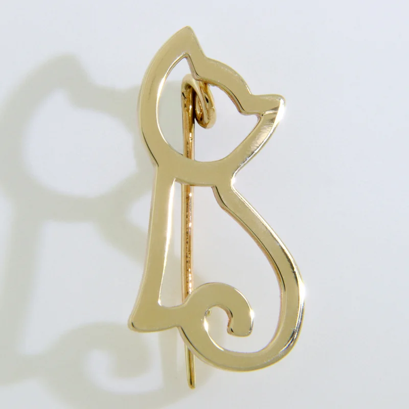 Brosa Aur Galben 14k Pisica - Eleganta Jucausa