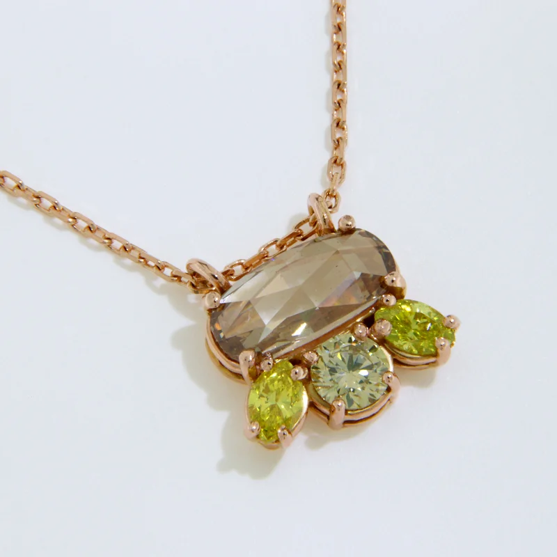 Colier Aur Roz 14k Diamante Fancy Color Naturale - Design de Exceptie