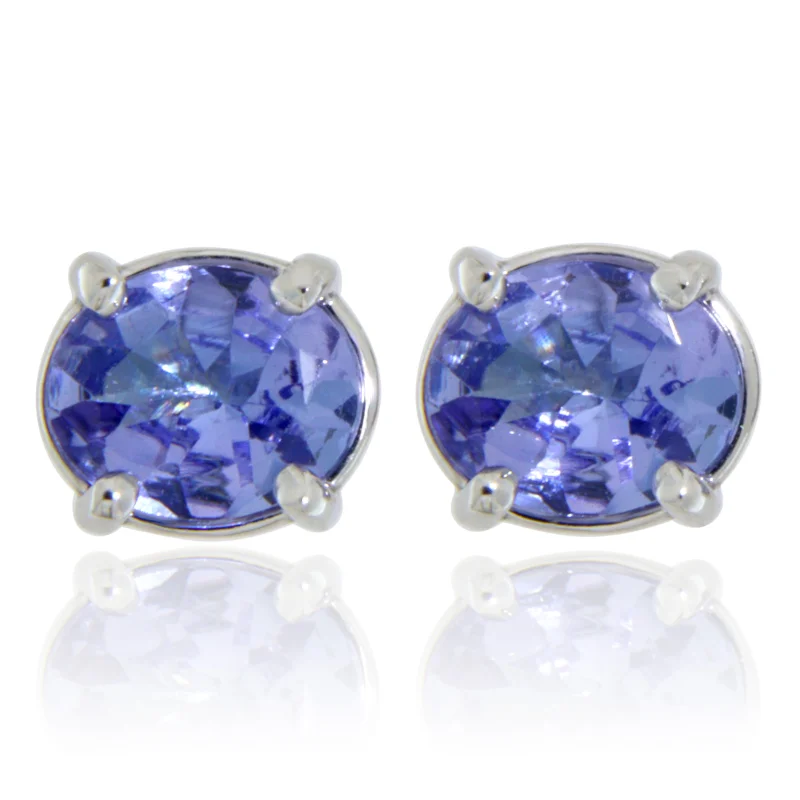 Cercei Stud Aur Alb 14k Tanzanit Natural - Eleganta si Vibratie