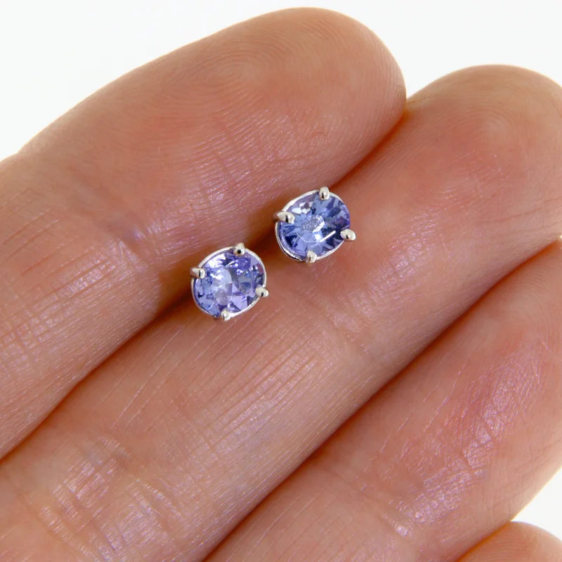 Cercei Stud Aur Alb 14k Tanzanit Natural - Eleganta si Vibratie