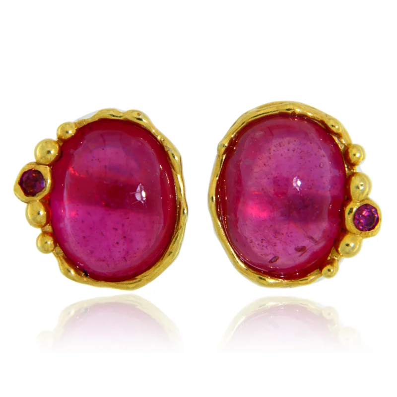 Cercei Argint 925 Accente Aurite Rubin Granat Rodolit Naturale