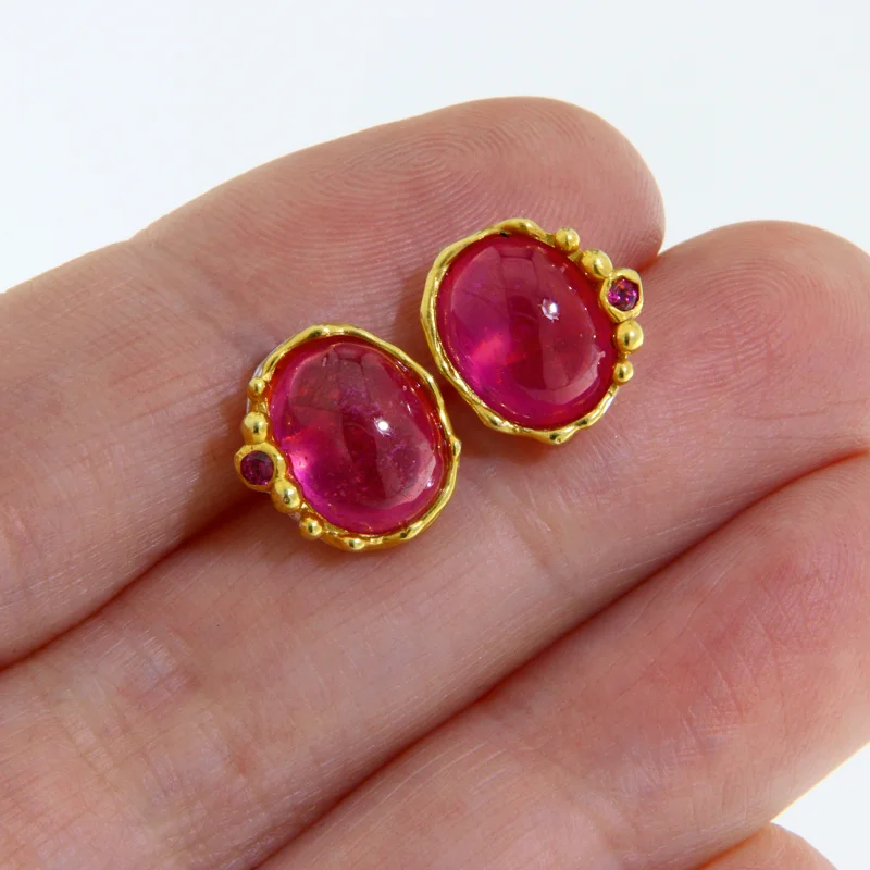 Cercei Argint 925 Accente Aurite Rubin Granat Rodolit Naturale