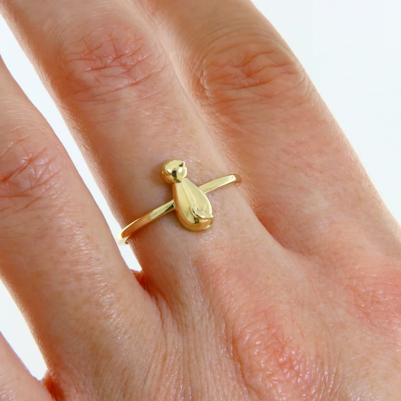 Inel Aur Galben 14k Pisica Cat - Design Minimalist si Delicat