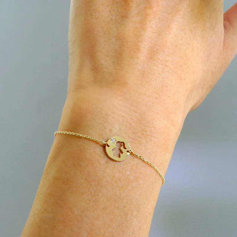 Bratara Lant Aur 14k Silueta Fata &amp; Diamant Natural