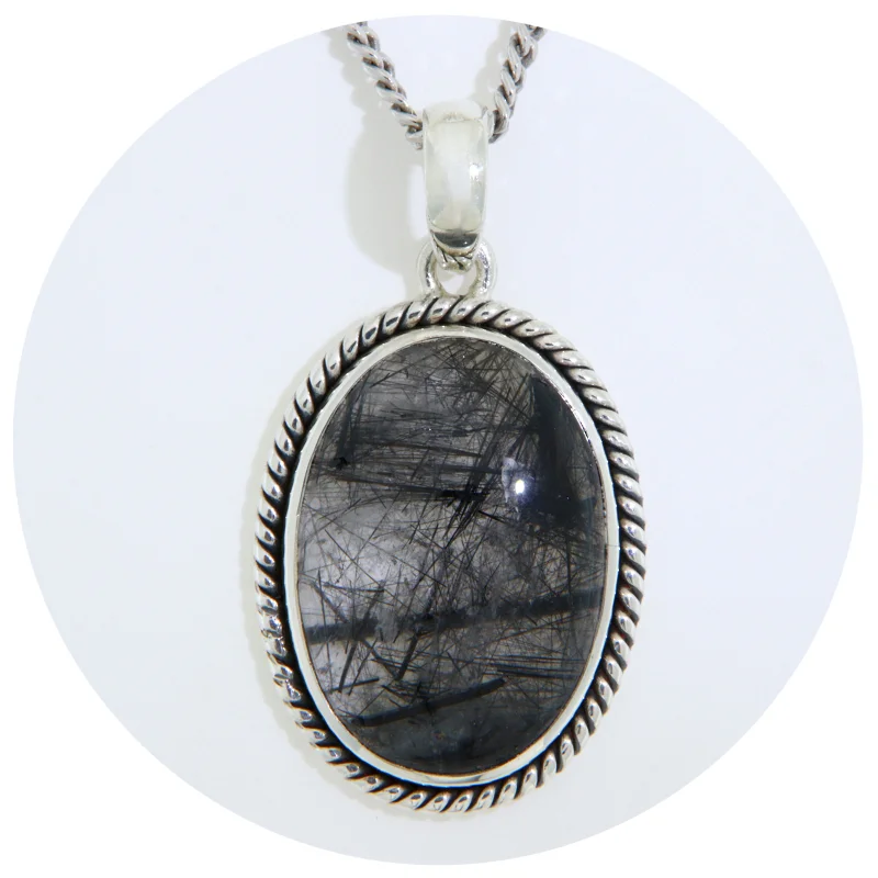 Pandantiv Argint 925 Cuart Turmalinat Natural - Echilibru Energetic