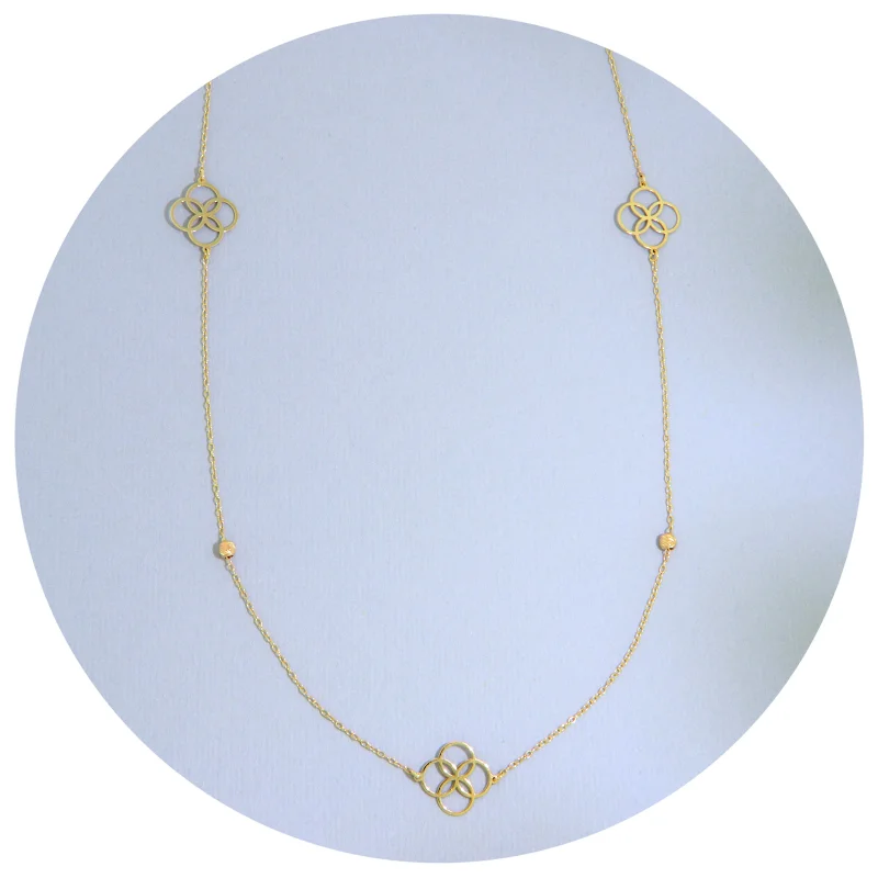 Colier Aur Galben 14 k cu Elemente Geometrice - Eleganta Delicata si Echilibru