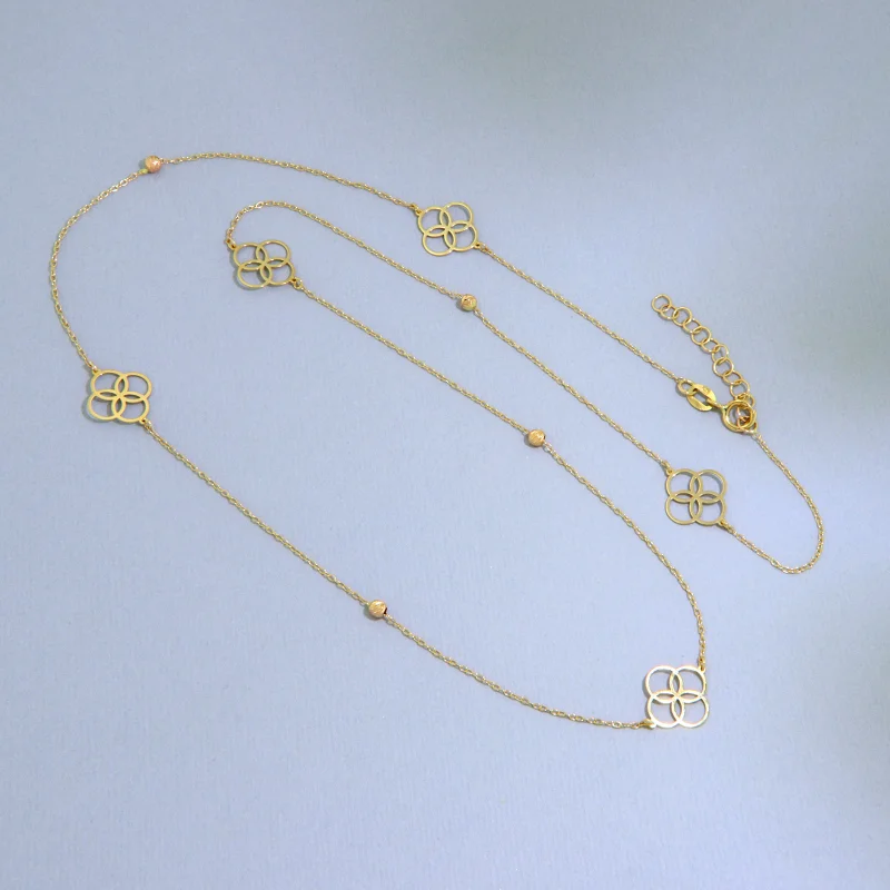 Colier Aur Galben 14 k cu Elemente Geometrice - Eleganta Delicata si Echilibru