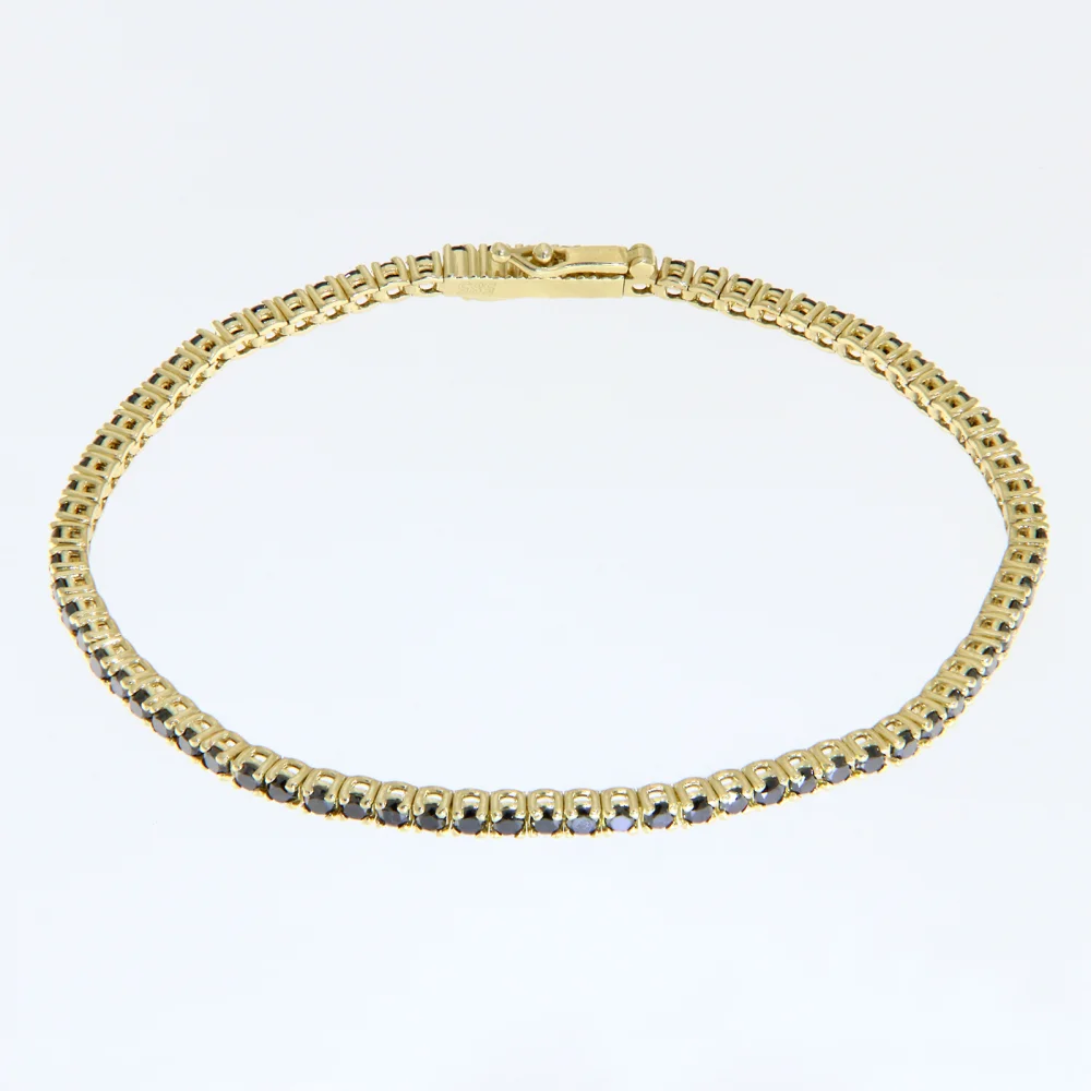 Brățară Tennis Aur Galben 14K cu 77 Diamante Negre - Lux Distins