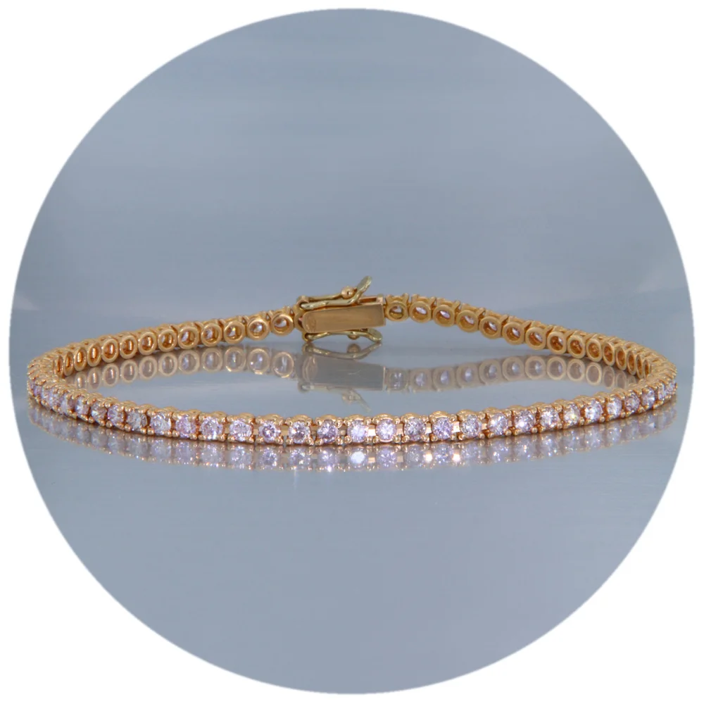 Bratara Tennis Aur Roz 14k Diamante Roz Naturale - Stralucire Premium si Feminitate