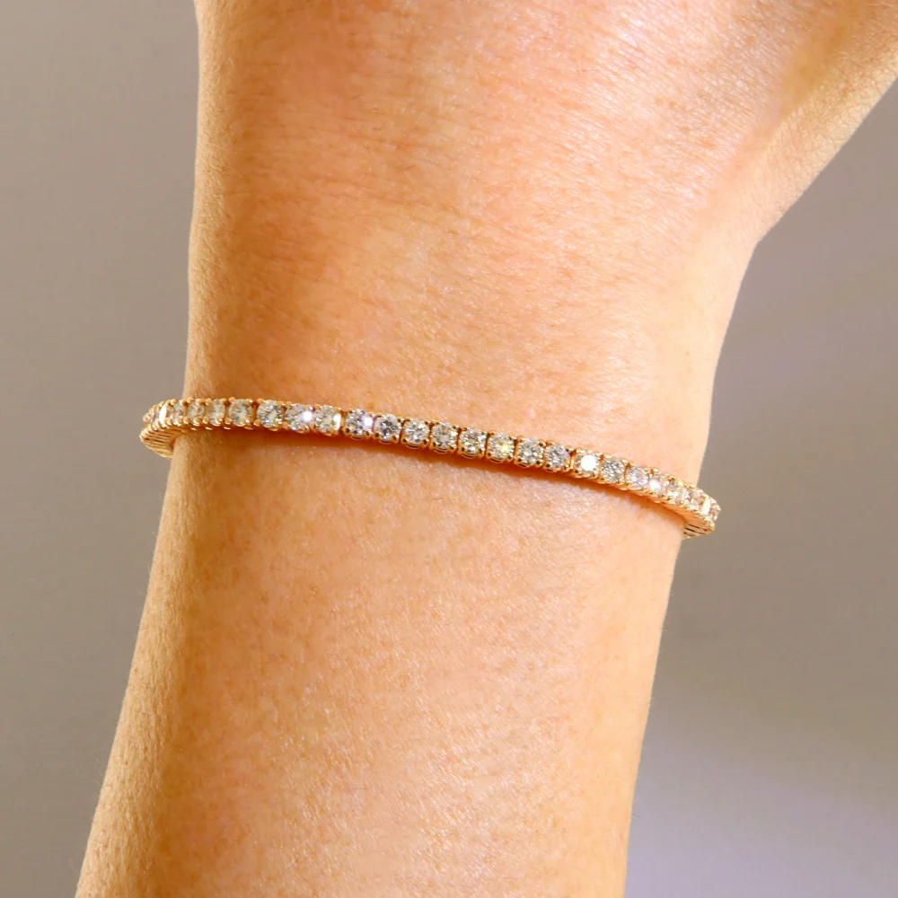  Bratara Tenis Aur Roz 14K Diamante Naturale – Stralucire Calda si Eleganta