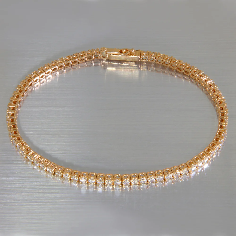  Bratara Tenis Aur Roz 14K Diamante Naturale – Stralucire Calda si Eleganta