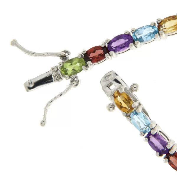 Bratara tennis Argint 925 Placat cu Rodiu Multistone Peridot Citrin Granat Ametist Topaz - Simfonia Culorilor