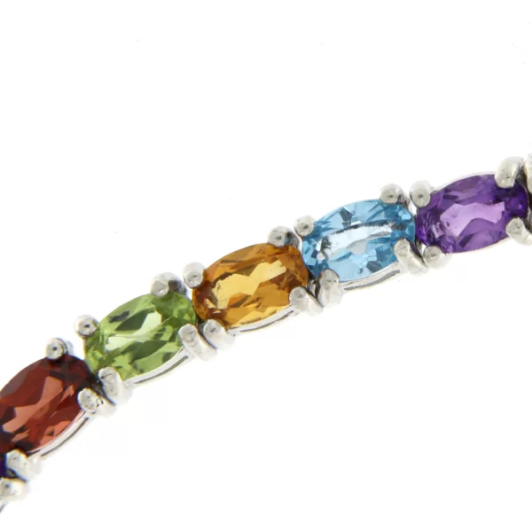 Bratara tennis Argint 925 Placat cu Rodiu Multistone Peridot Citrin Granat Ametist Topaz - Simfonia Culorilor