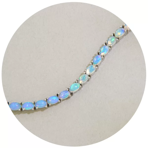 Bratara tennis Argint 925 Placat cu Rodiu Opal Etiopian Natural - Eleganta si Stralucire