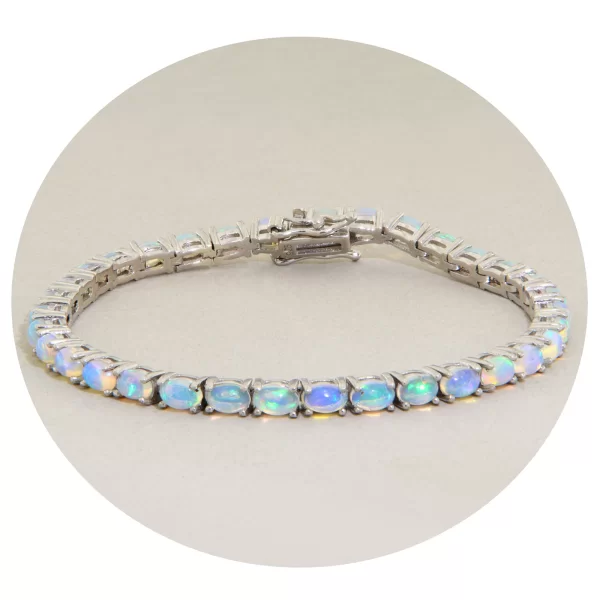 Bratara tennis Argint 925 Placat cu Rodiu Opal Etiopian Natural - Eleganta si Stralucire