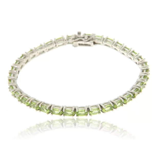 Bratara tennis Argint 925 Placat cu Rodiu Peridot Natural - Eleganta si Rasfat Natural