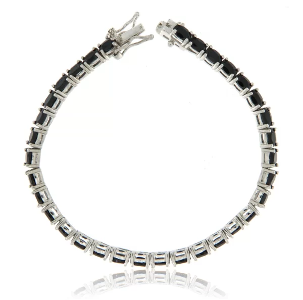 Bratara tennis Argint 925 Placat cu Rodiu Spinel negru Natural - Elegant si Special