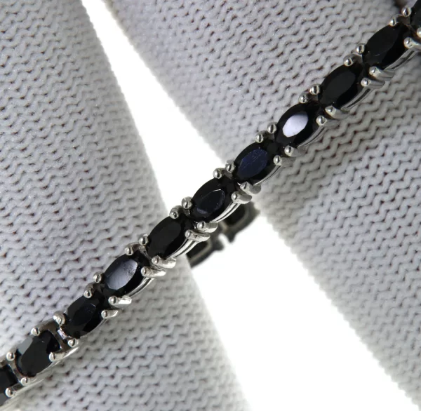 Bratara tennis Argint 925 Placat cu Rodiu Spinel negru Natural - Elegant si Special