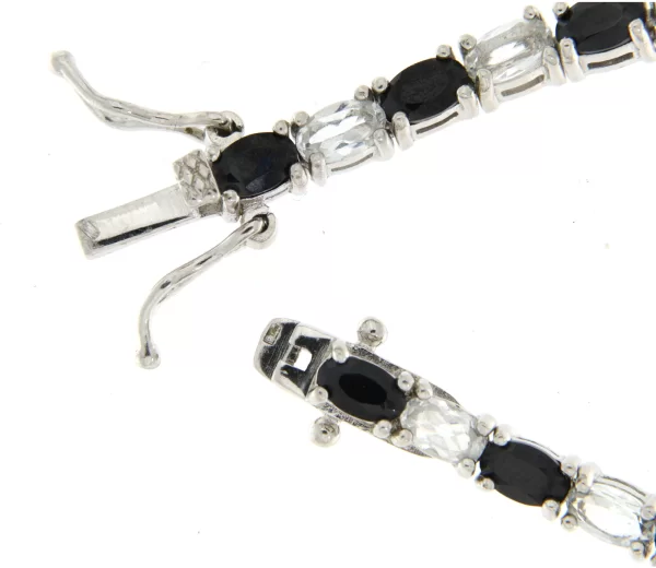 Bratara tennis Argint 925 Placat cu Rodiu Spinel negru Topaz Naturale - Eleganta si Contrast
