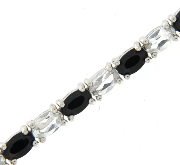 Bratara tennis Argint 925 Placat cu Rodiu Spinel negru Topaz Naturale - Eleganta si Contrast