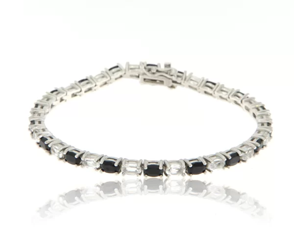 Bratara tennis Argint 925 Placat cu Rodiu Spinel negru Topaz Naturale - Eleganta si Contrast