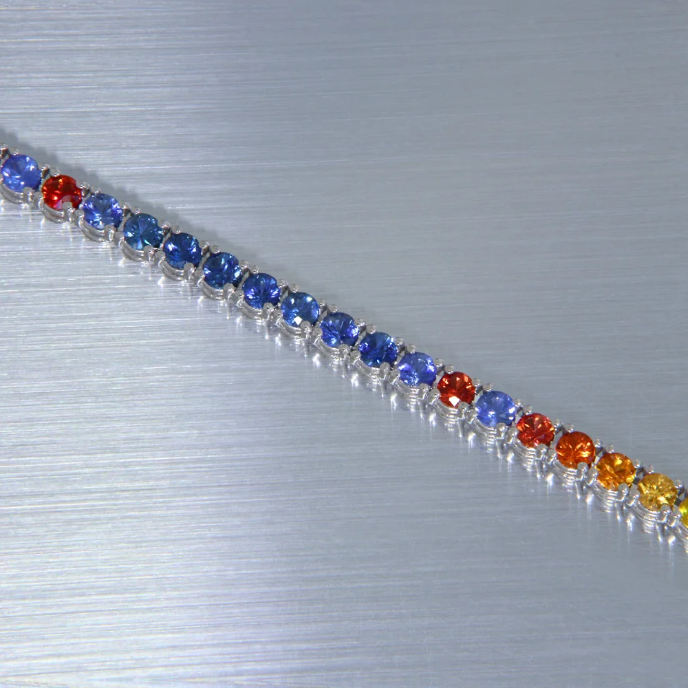 Bratara Tennis Aur Alb 18k Safire Naturale Multicolore - Eleganta Premium