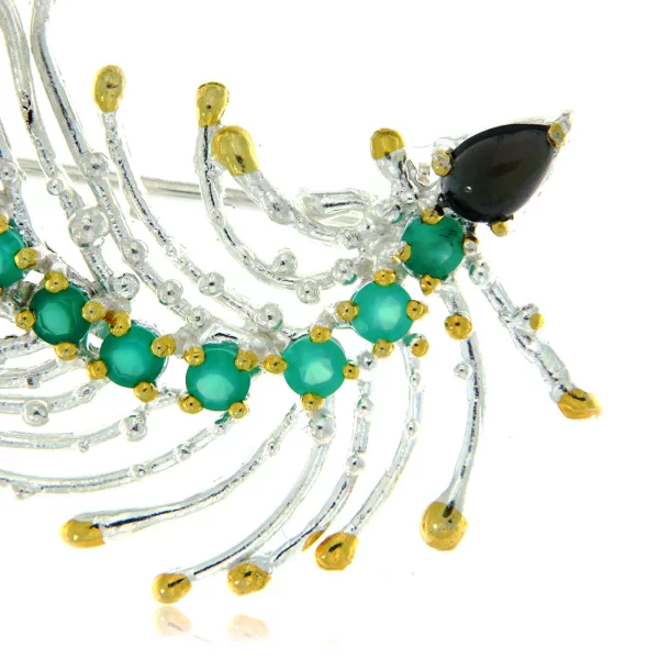 Brosa argint 925 Pietre naturale Onix Verde Opal Naturale - Delicata si Rafinata