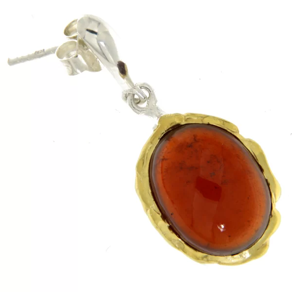 Cercei Argint 925, accente aurite Granat Hesonit Natural - Rafinament si Putere