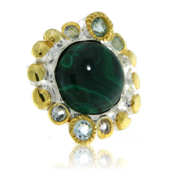 Cercei Argint 925 accente aurite Malachit Topaz Naturale - Stralucire si Armonie