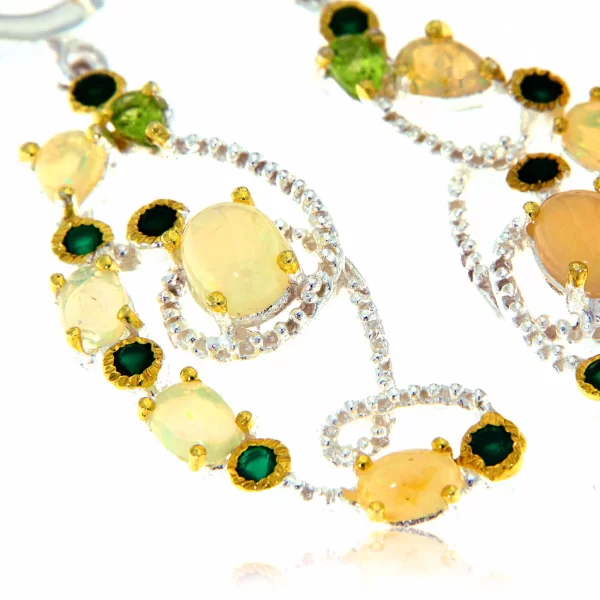 Cercei Argint 925 accente aurite Opal Crom diopsid Peridot Naturale - Spectaculosi si Rafinati