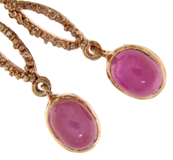 Cercei Argint 925, accente aurite Rubin Natural - Bijuterie Regala Moderna