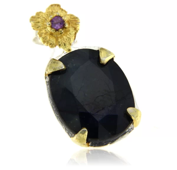 Cercei Argint 925 accente aurite Safir Ametist Naturale - Contrast Elegant