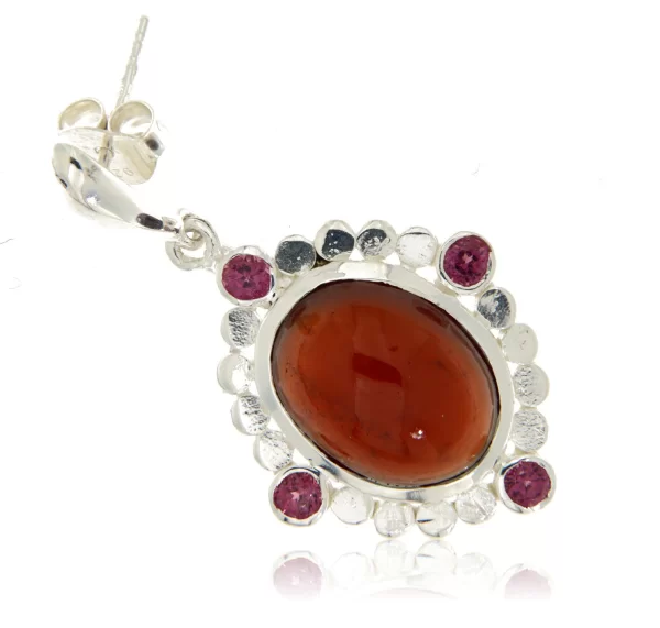 Cercei Argint 925 Granat Hesonit Natural Cubic Zirconia - Eleganta si Rafinament