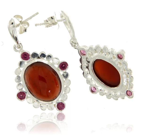 Cercei Argint 925 Granat Hesonit Natural Cubic Zirconia - Eleganta si Rafinament