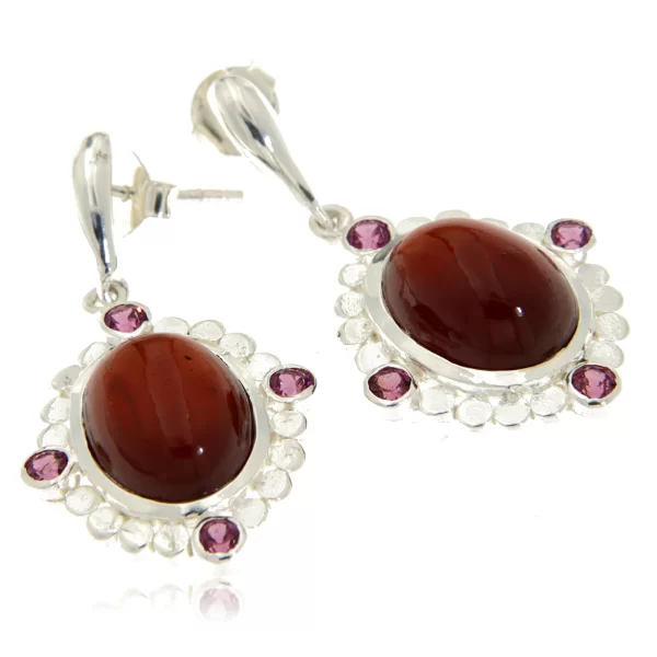Cercei Argint 925 Granat Hesonit Natural Cubic Zirconia - Eleganta si Rafinament