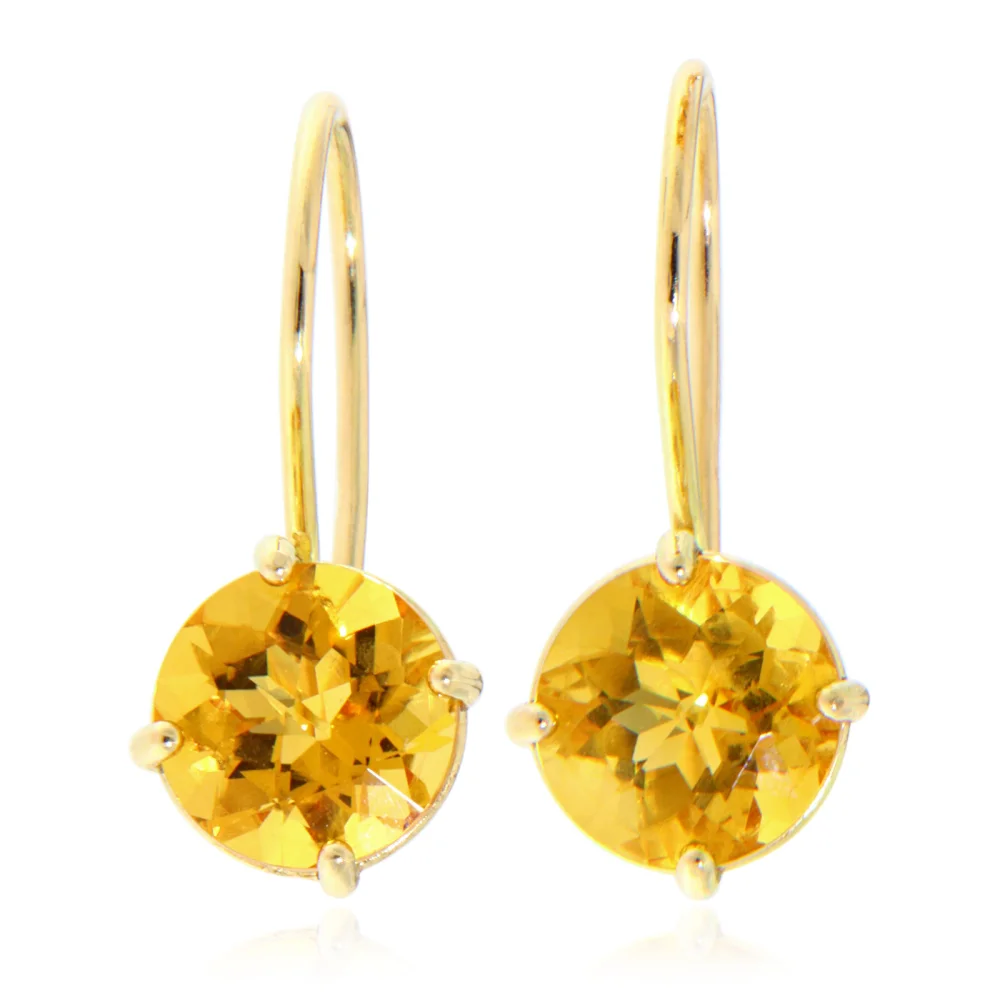 Cercei Aur 14k 585 Galben Citrin Natural - Eleganta si Energie Pozitiva