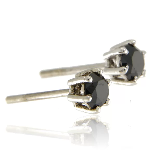 Cercei Aur Alb 14K cu Diamante Naturale Negre - Contraste Luxoase