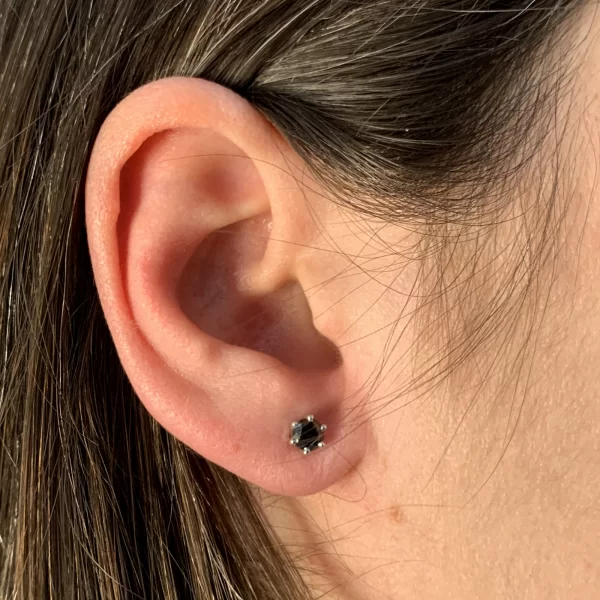Cercei Aur Alb 14K cu Diamante Naturale Negre - Contraste Luxoase