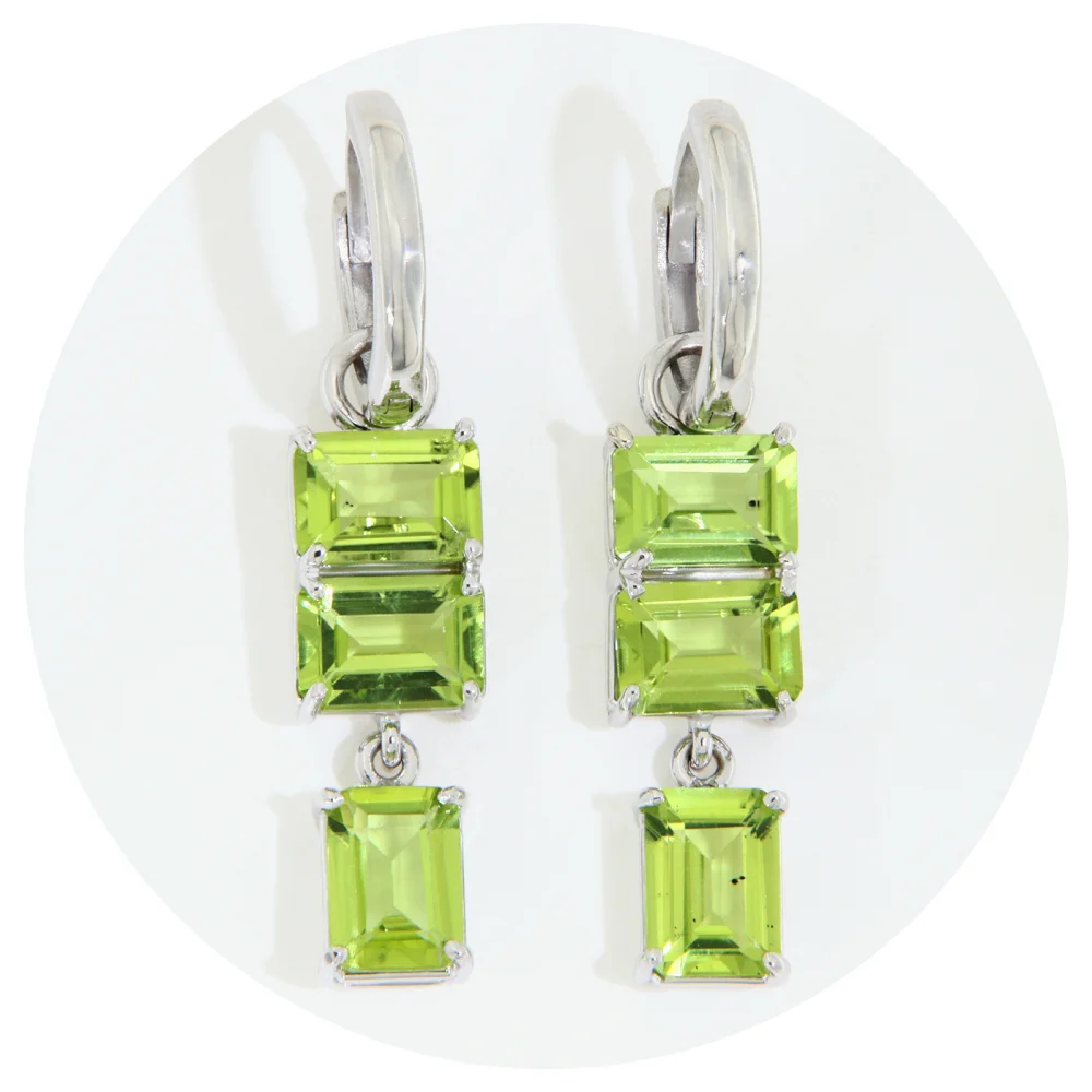 Cercei Aur Alb 14K cu Peridot Natural Model Interschimbabil