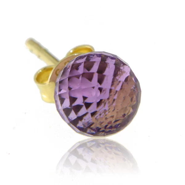 Cercei aur galben 14k 585 Stud cu Ametist Brioleta - Stralucire si Rafinament