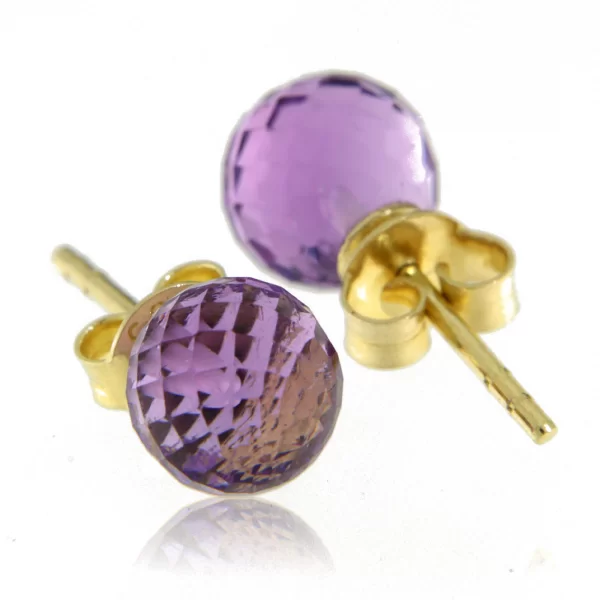 Cercei aur galben 14k 585 Stud cu Ametist Brioleta - Stralucire si Rafinament