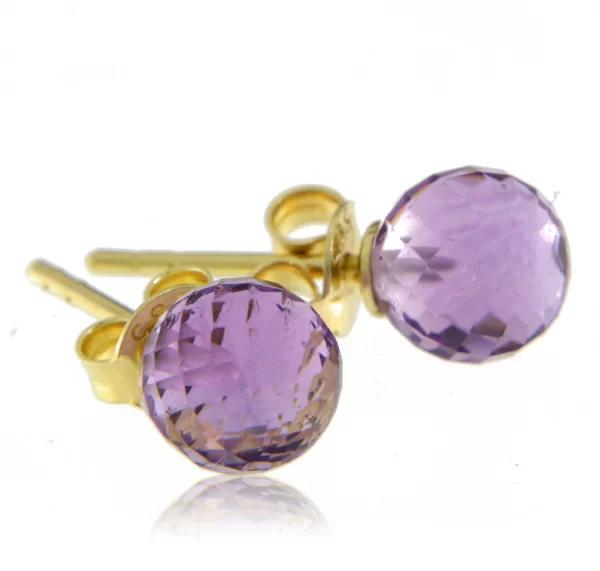 Cercei aur galben 14k 585 Stud cu Ametist Brioleta - Stralucire si Rafinament