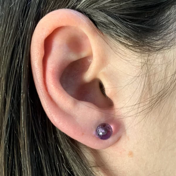 Cercei aur galben 14k 585 Stud cu Ametist Brioleta - Stralucire si Rafinament