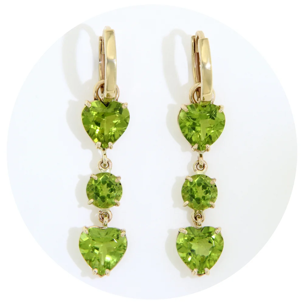 Cercei Aur Galben 14K cu Peridot Natural Model Interschimbabil