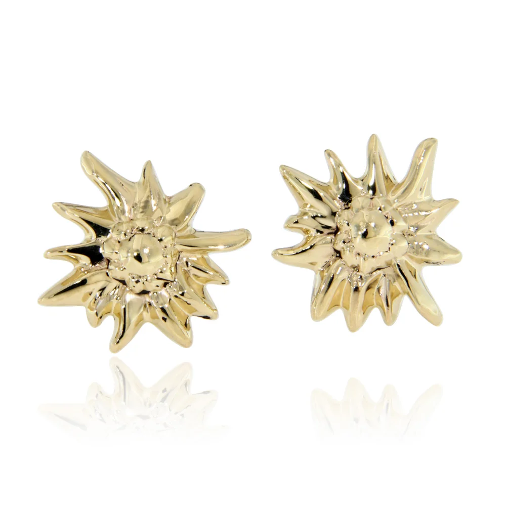 Cercei Aur Galben 14K Model Floare de Colt