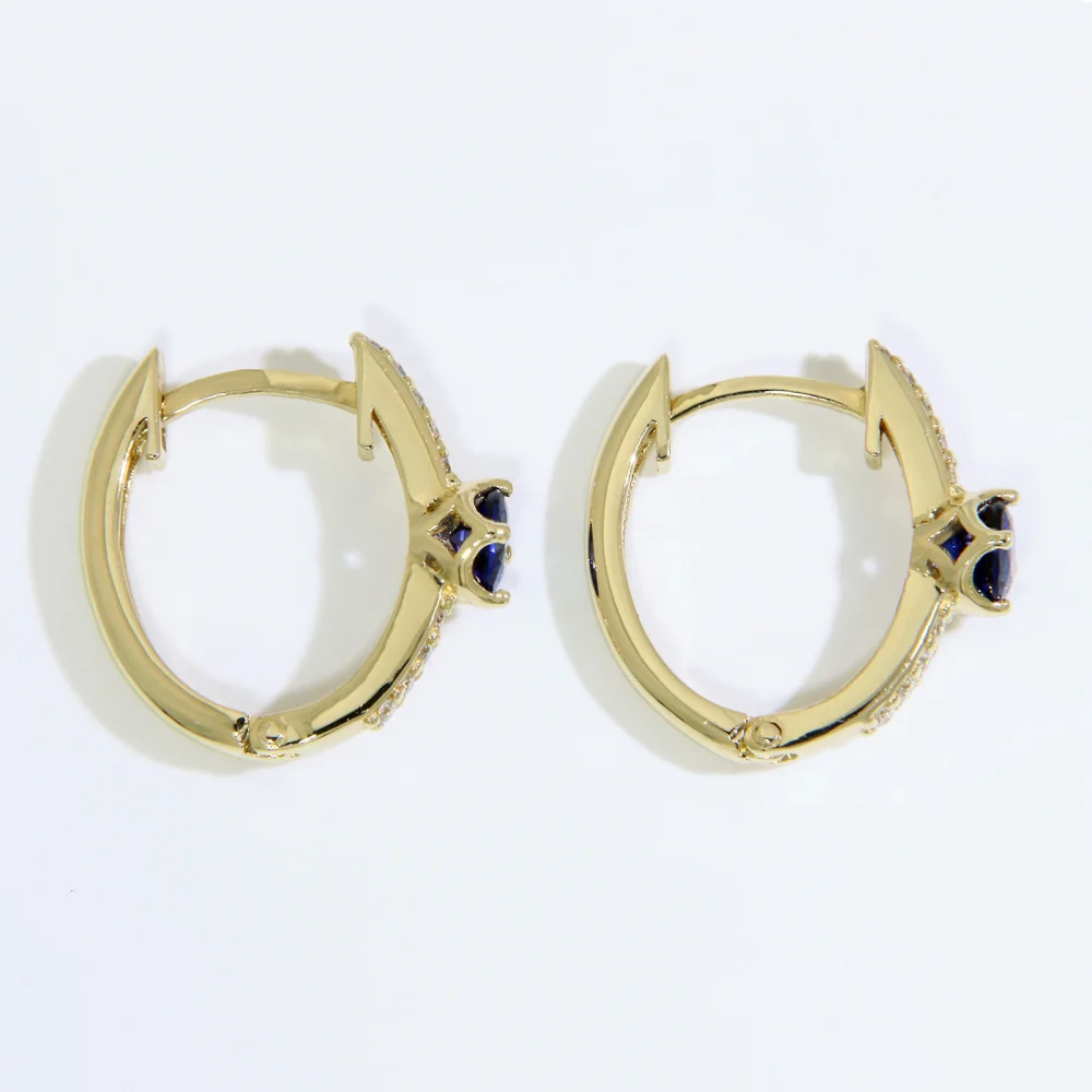 Cercei Aur Galben 14k Safire Diamante Naturale - Eleganta Regala