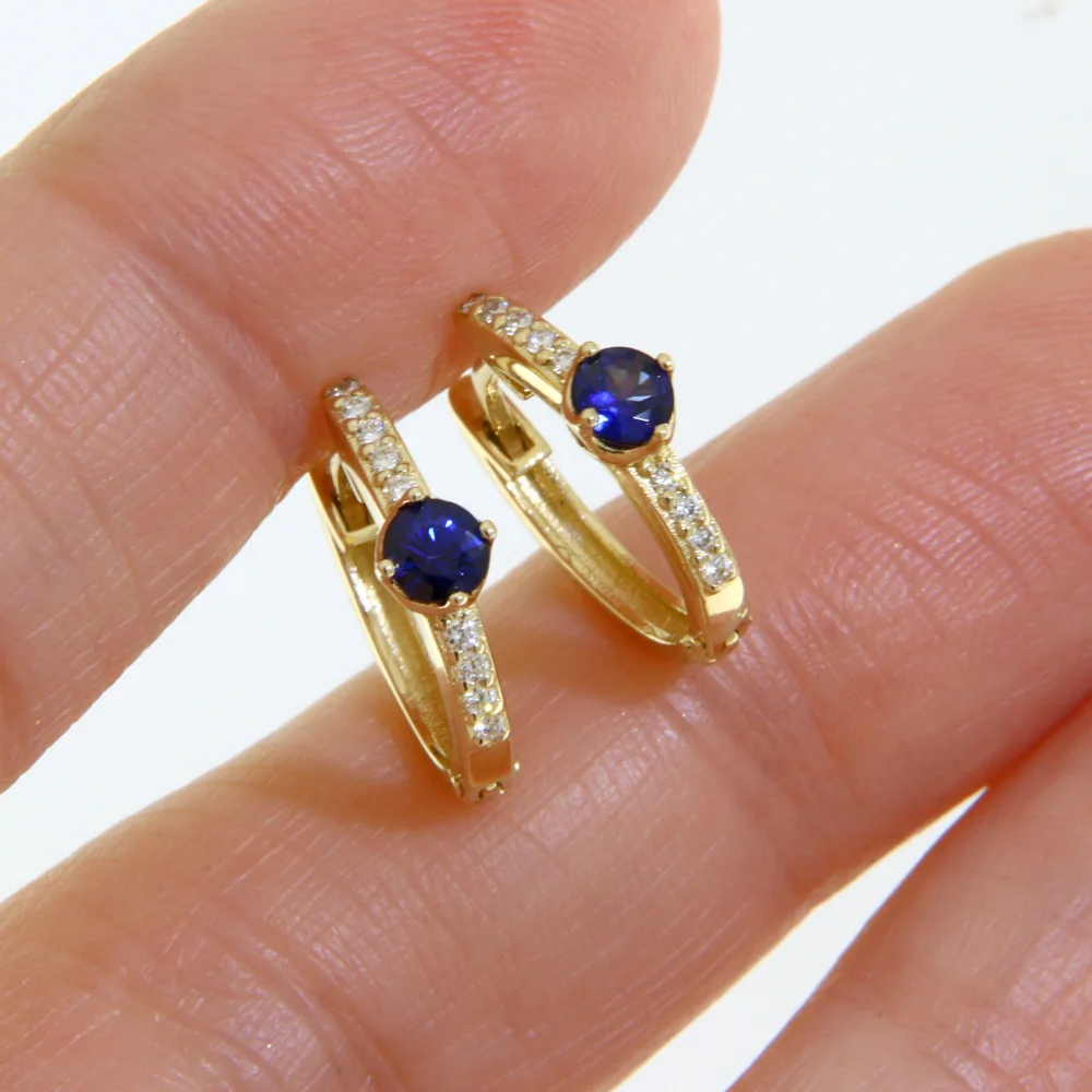 Cercei Aur Galben 14k Safire Diamante Naturale - Eleganta Regala