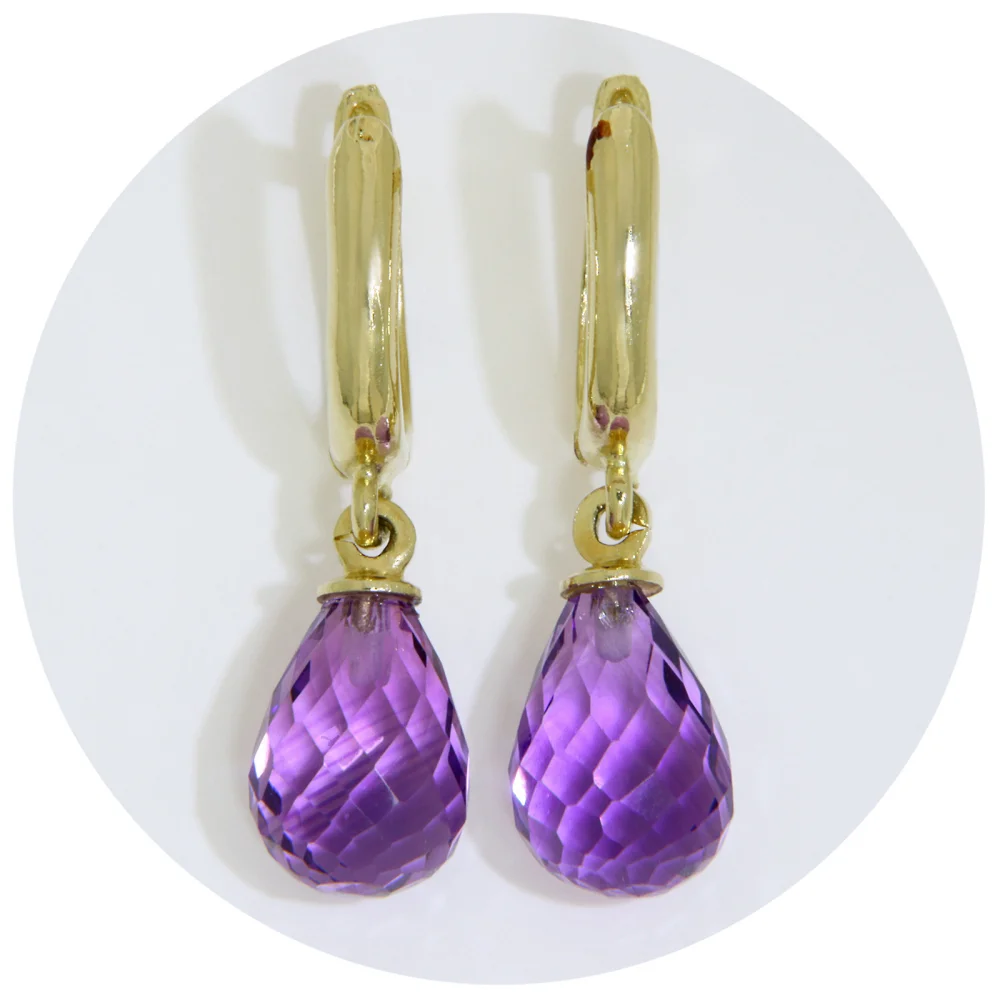 Cercei cu Tortite Articulate Aur 14 k Ametist Natural Briolete