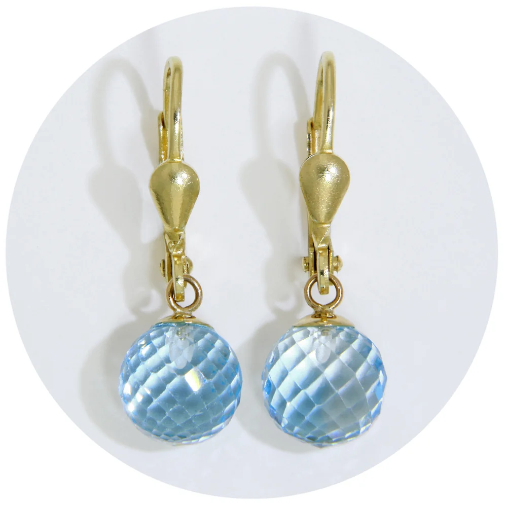 Cercei cu Tortite cu Balama Aur 14 k Topaz Natural Fatetat